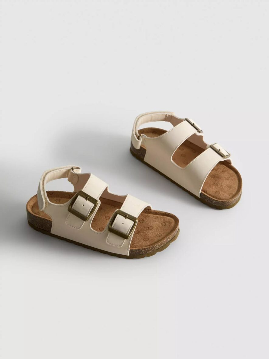 Double Buckle Strap Sandals Beige 4