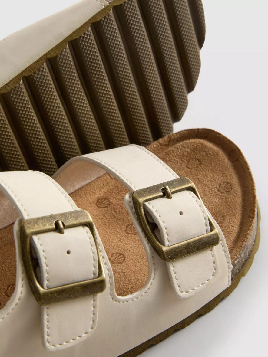 Double Buckle Strap Sandals Beige 5