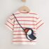 Ecru/Red Stripe Puffin Short Sleeve Bag T-Shirt 4