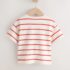 Ecru/Red Stripe Puffin Short Sleeve Bag T-Shirt 1