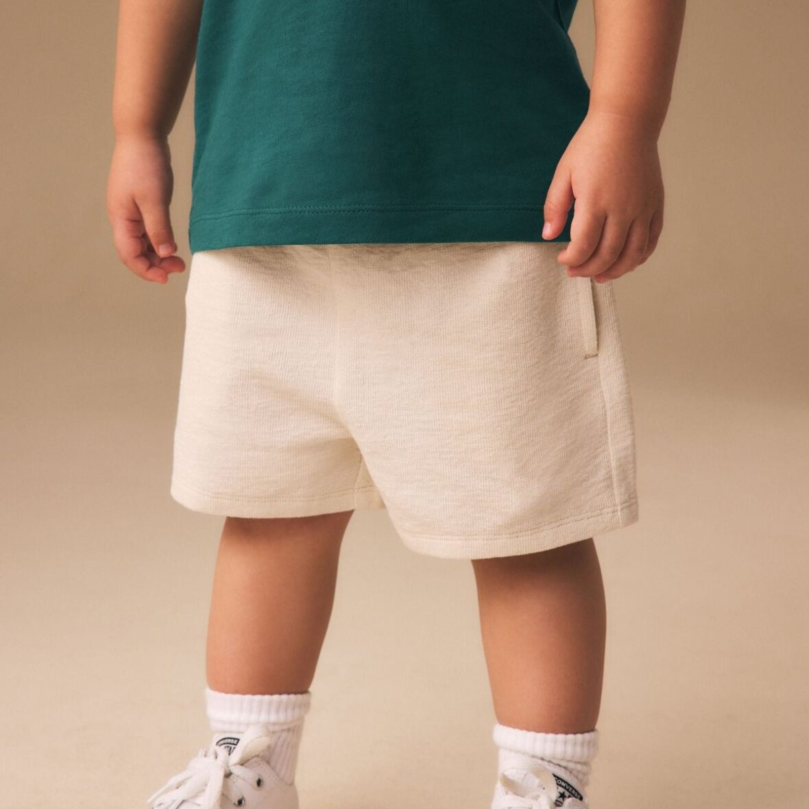 Ecru Textured Shorts 1