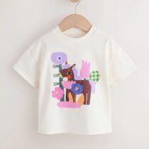 Ecru White Horse Short Sleeve T-Shirt 4