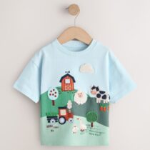 Green/Blue Farm Short Sleeve Appliqué T-Shirt 4