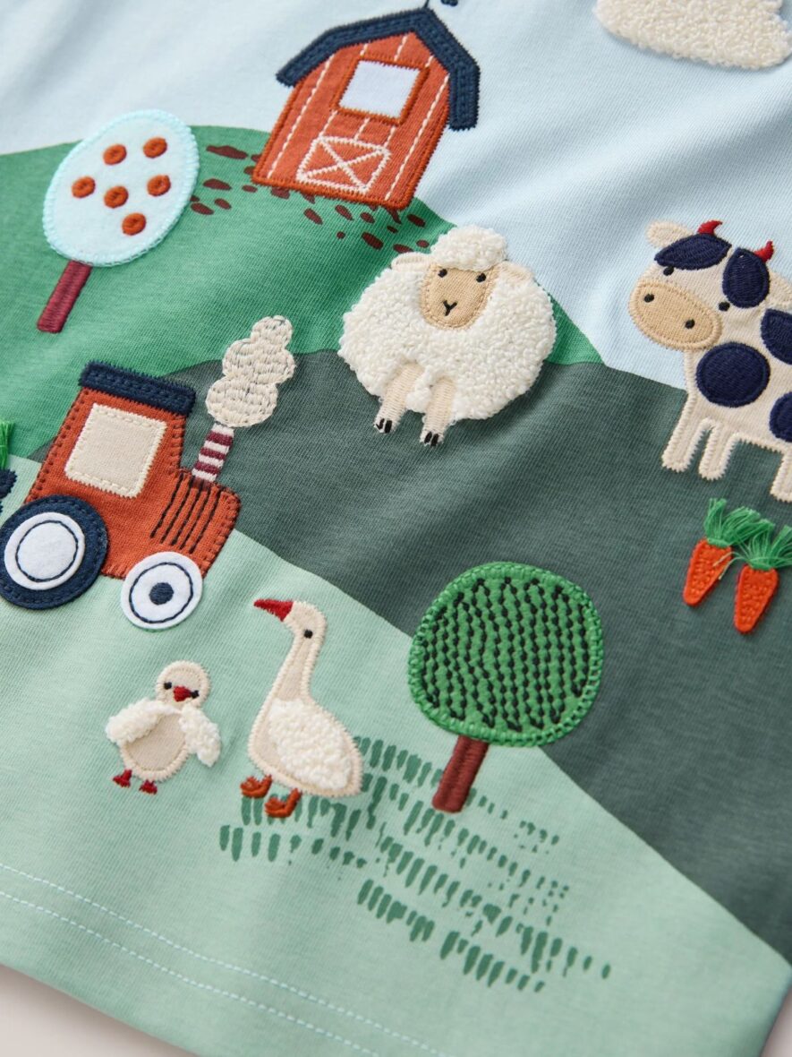 Green Blue Farm Short Sleeve Appliqué T-Shirt 4