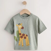 Green Giraffe Short Sleeve Appliqué T-Shirt 2