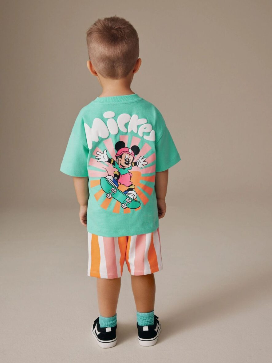 Green Orange Mickey Mouse T-Shirt and Shorts Set 1