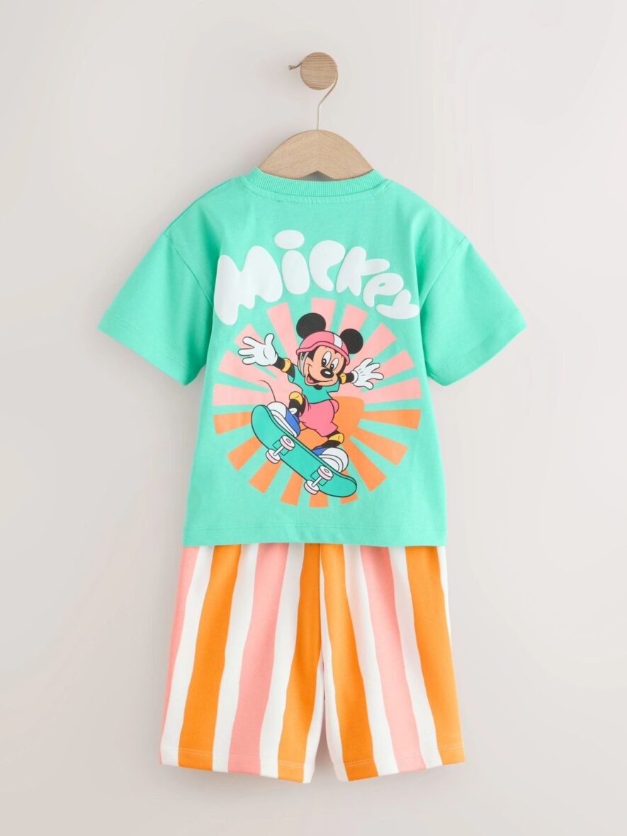 Green Orange Mickey Mouse T-Shirt and Shorts Set 4
