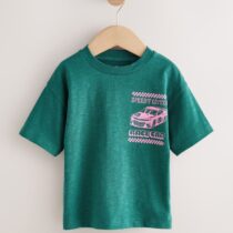 Green/Pink Race Car Short Sleeve Back Print T-Shirt 1