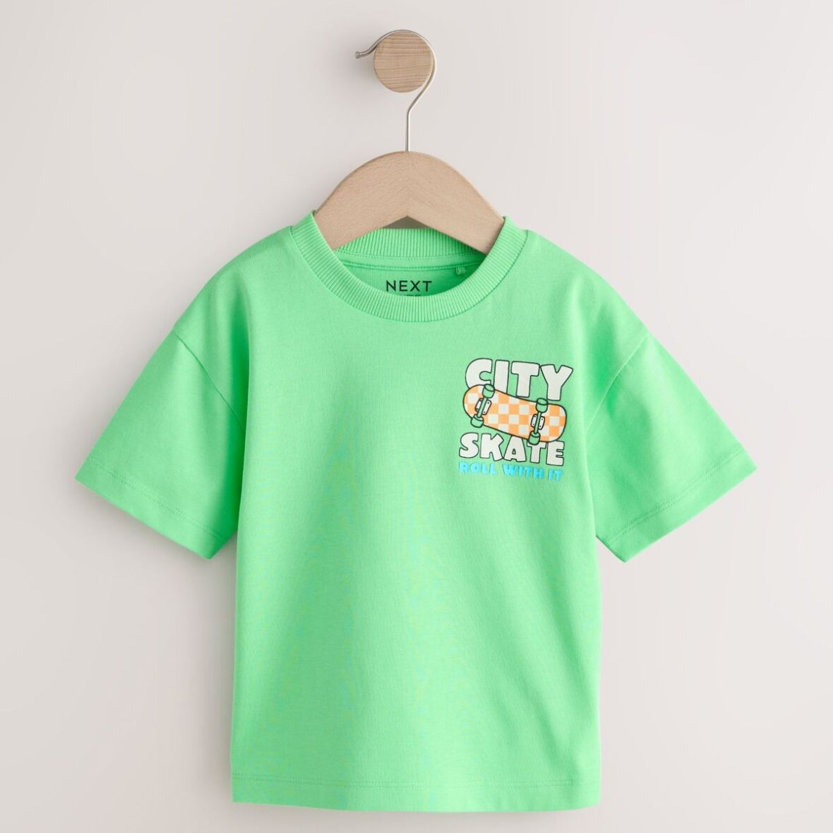 Green Skateboard Short Sleeve Back Print T-Shirt (3mths-7yrs)