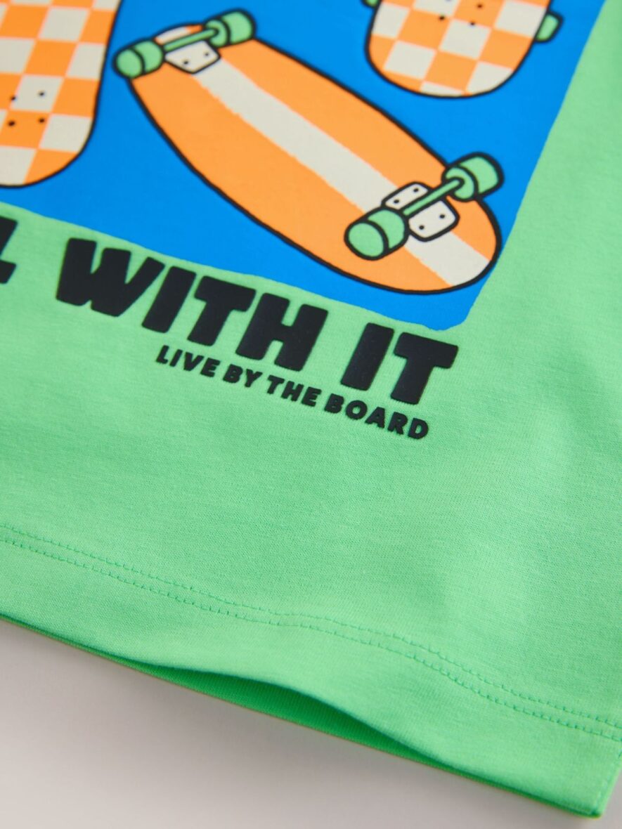 Green Skateboard Short Sleeve Back Print T-Shirt 3