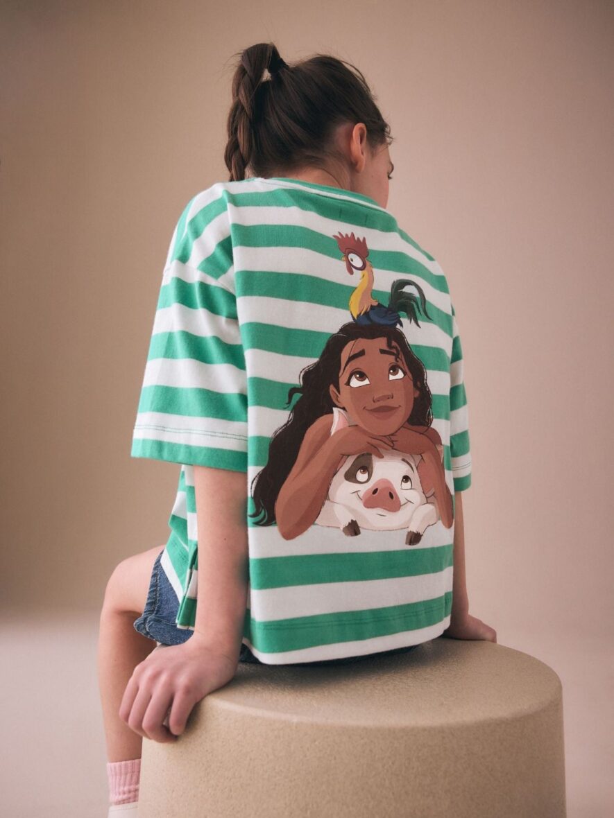 Green Stripe Moana License Oversized Boxy T-Shirt 1