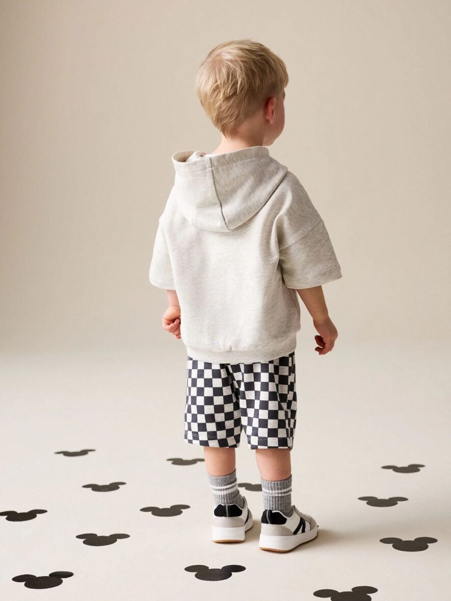 Grey Marl And Checkerboard Hooded Sweatshirt and Shorts Set 3