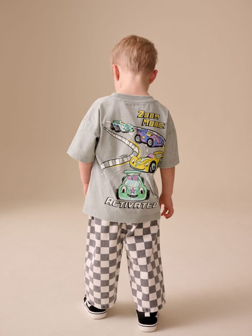 Grey Race Car Short Sleeve Back Print T-Shirt 1