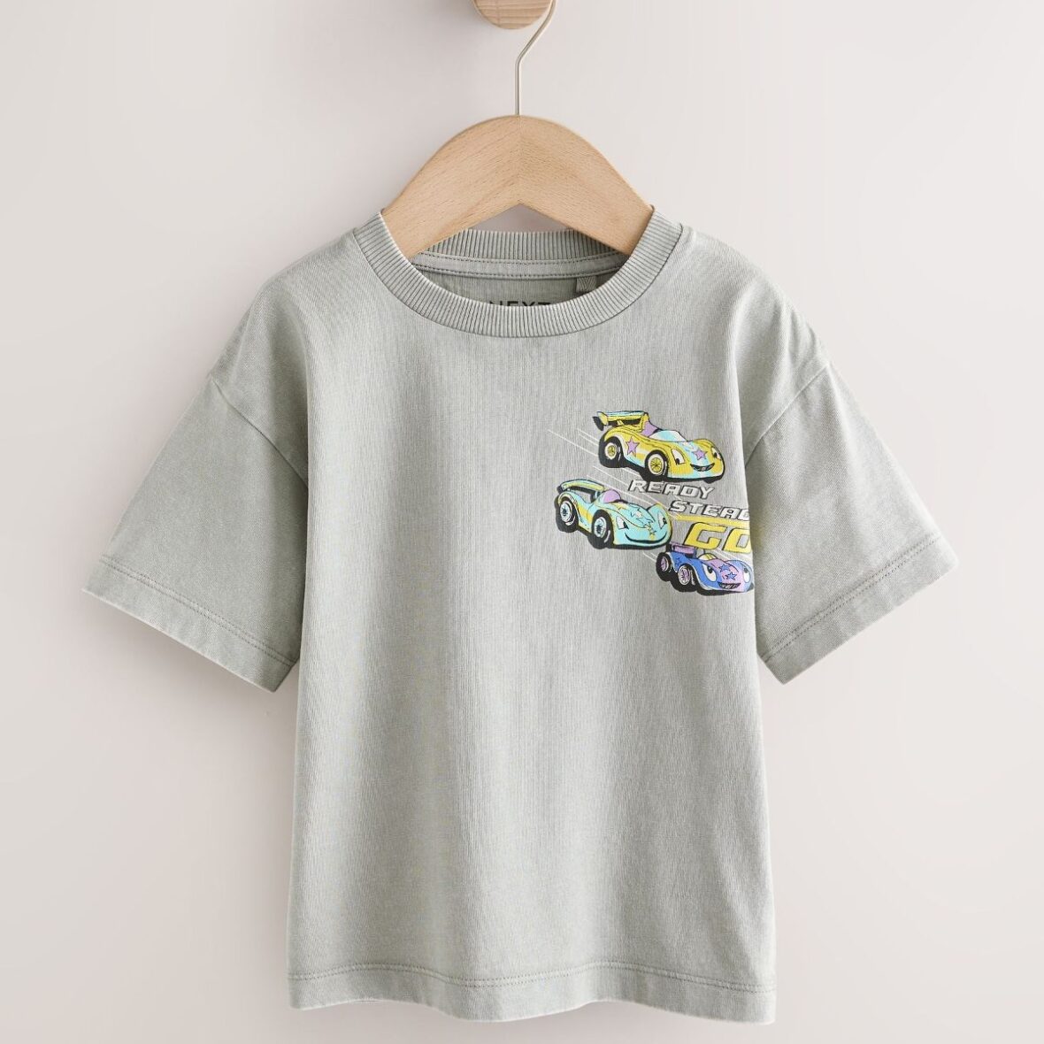 Grey Race Car Short Sleeve Back Print T-Shirt (3mths-7yrs)