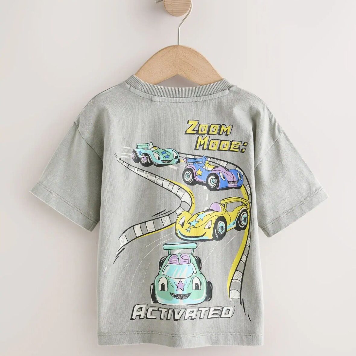 Grey Race Car Short Sleeve Back Print T-Shirt 3