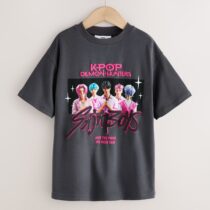 Grey Saja Boys KPOP Demon Hunters Short Sleeve T-Shirt 2