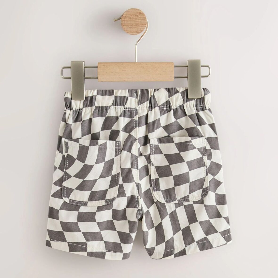 Grey White Checkerboard Pull On Shorts 3