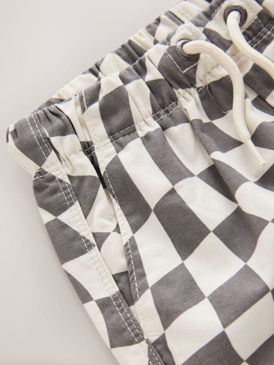 Grey White Checkerboard Pull On Shorts 4
