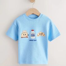 Light Blue Breakfast Trio Short Sleeve Appliqué T-Shirt 1