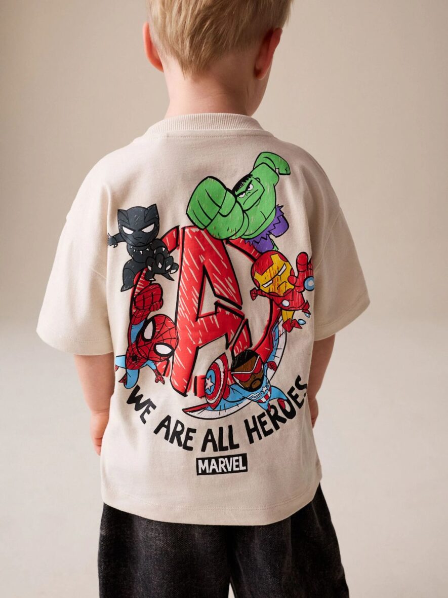 Light Grey Marvel Short Sleeve Cotton T-Shirt 1
