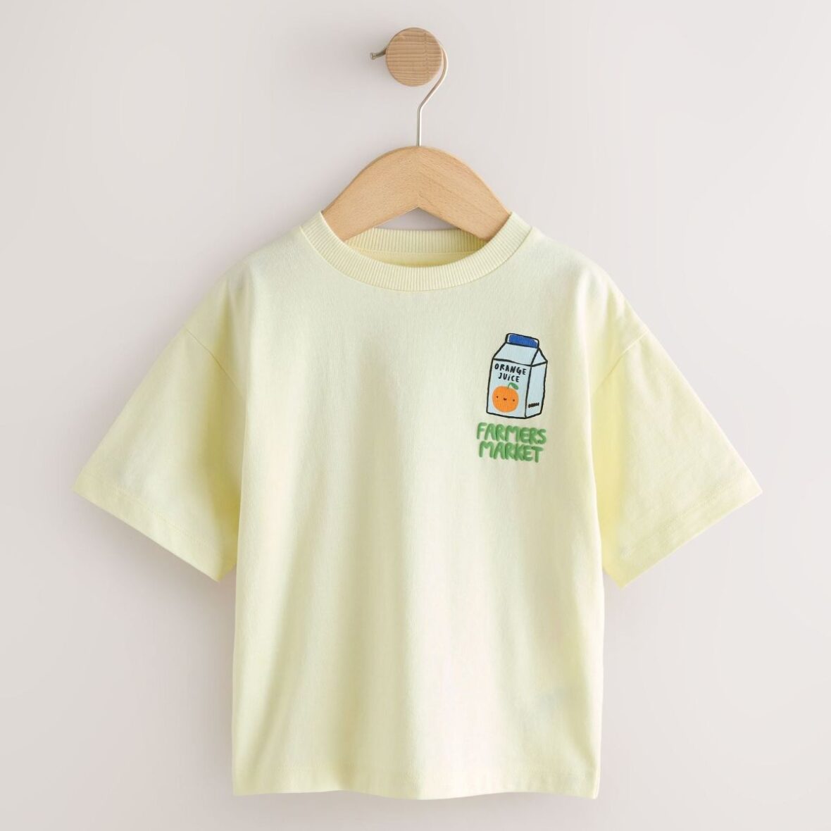 Light Yellow Farmers Market Oversized Short Sleeve Back Print T-Shirt (3mths-7yrs)