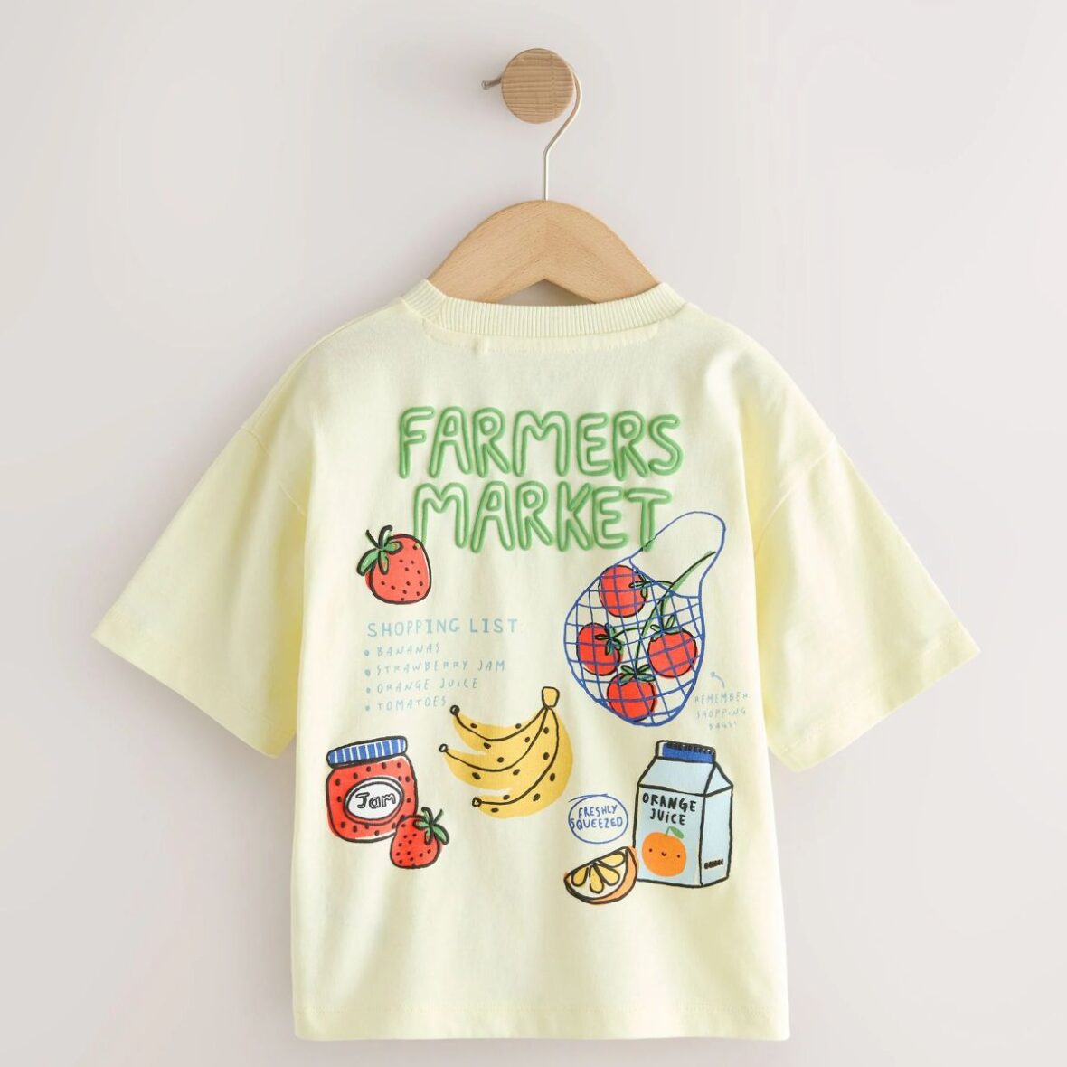 Light Yellow Farmers Market Oversized Short Sleeve Back Print T-Shirt 2