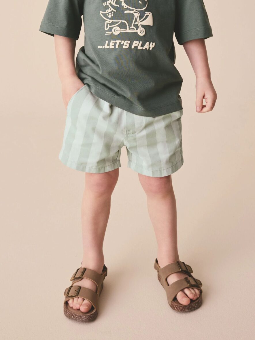 Mint Green Stripe Pull On Shorts 1