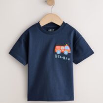 Navy Blue Fire Engine Short Sleeve Appliqué T-Shirt 3