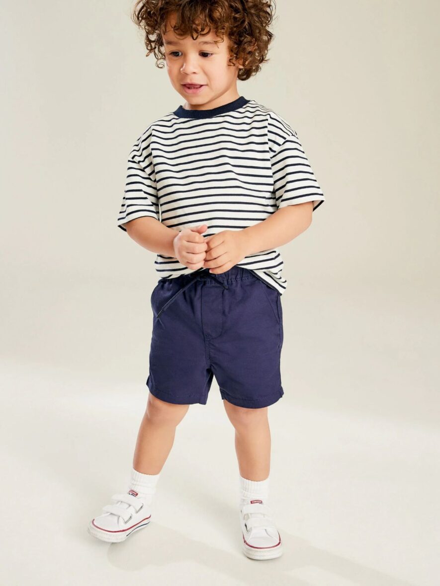 Navy Blue Pull On Shorts 1