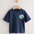 Navy Blue Trail Scene Short Sleeve Back Print T-Shirt 1