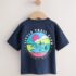 Navy Blue Trail Scene Short Sleeve Back Print T-Shirt 2