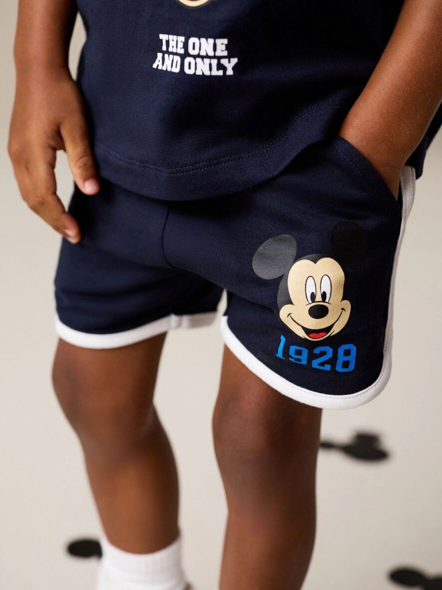 Navy Blue White Mickey Mouse T-Shirt and Shorts Set 2