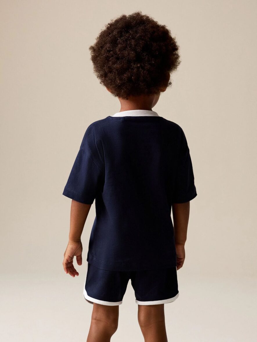 Navy Blue White Mickey Mouse T-Shirt and Shorts Set 3