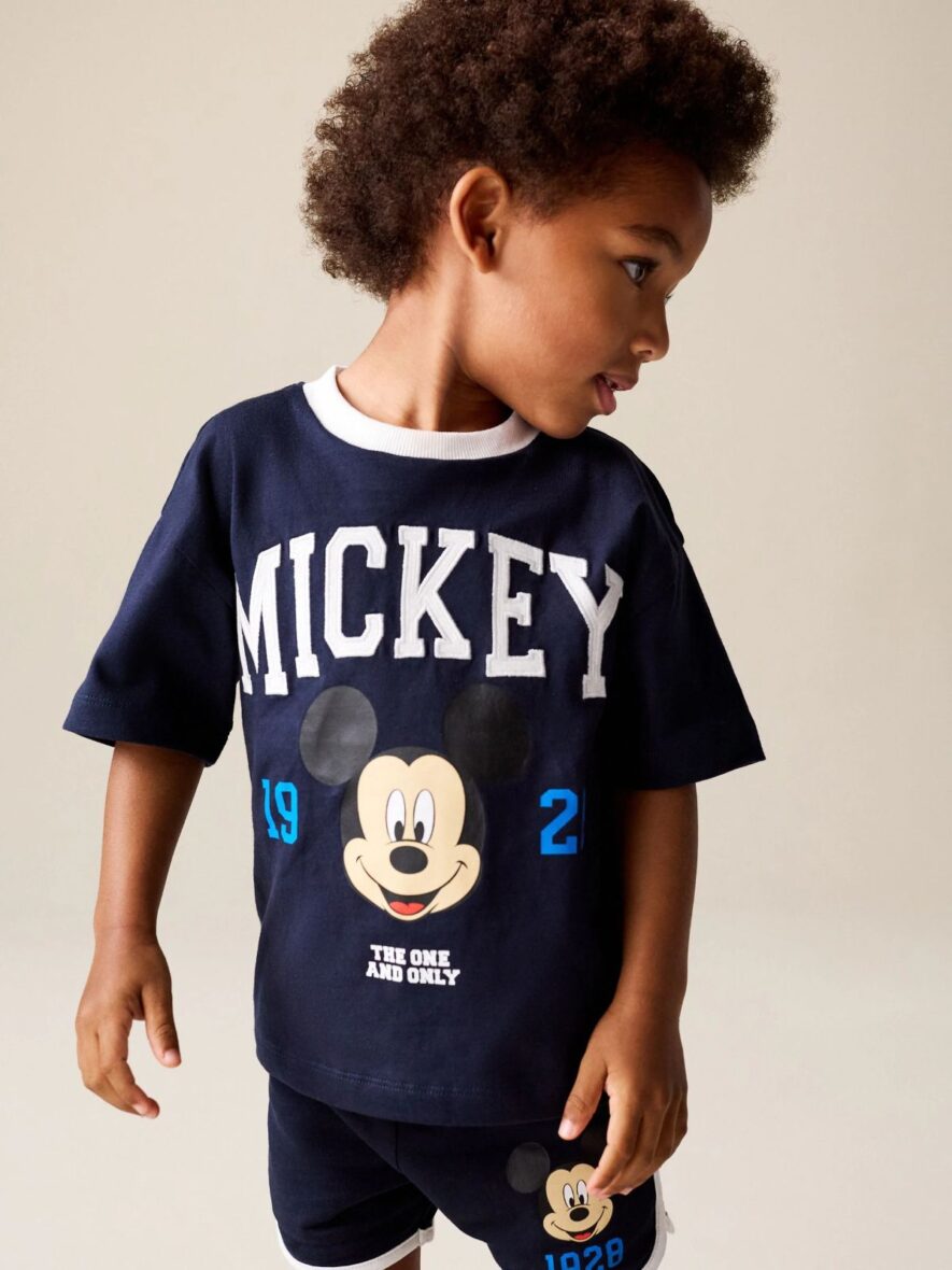 Navy Blue White Mickey Mouse T-Shirt and Shorts Set 4
