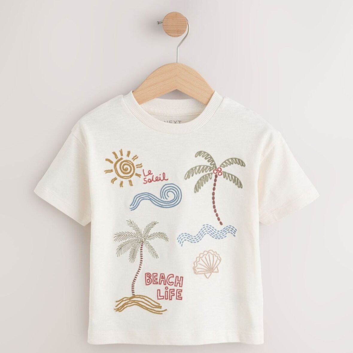 Neutral Beach Palms Short Sleeve Appliqué T-Shirt (3mths-7yrs)