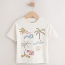 Neutral Beach Palms Short Sleeve Appliqué T-Shirt 3