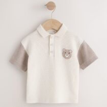 Neutral Bear Character Button Neck Knitted Polo Shirt 4