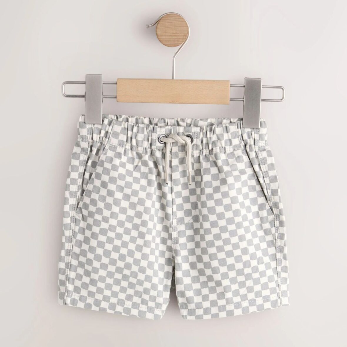 Neutral Checkerboard Pull On Shorts (3mths-7yrs)