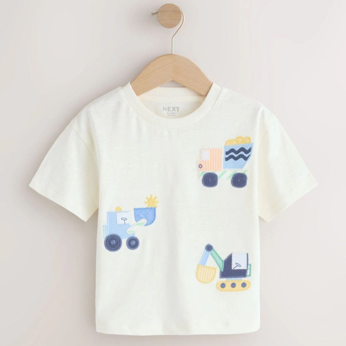 Neutral Digger Trio Short Sleeve Appliqué T-Shirt (3mths-7yrs)