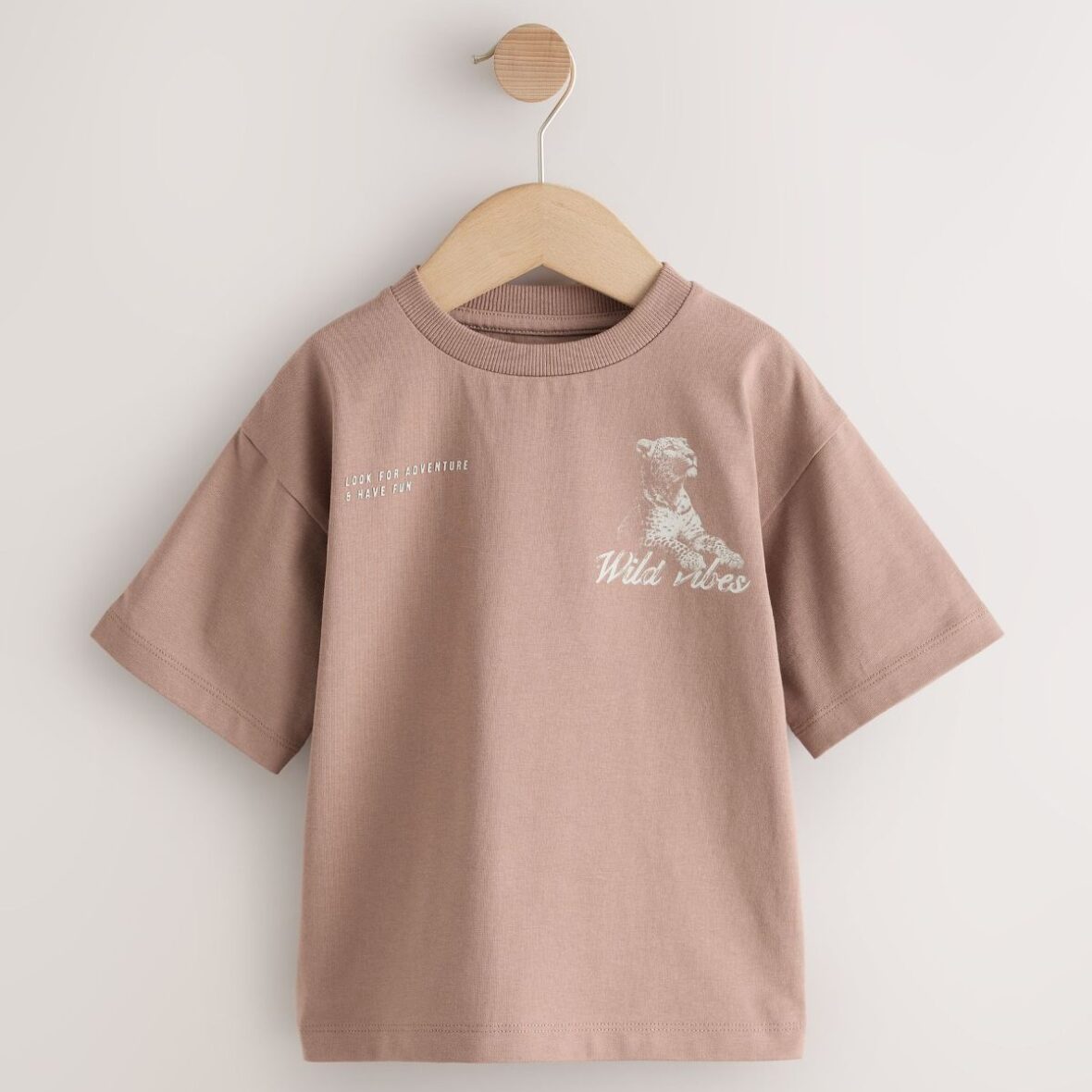 Neutral / Tan Wild Vibes Tiger Short Sleeve Back Print T-Shirt (3mths-7yrs)