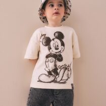 Oatmeal Mickey Mouse Short Sleeve T-Shirt 1