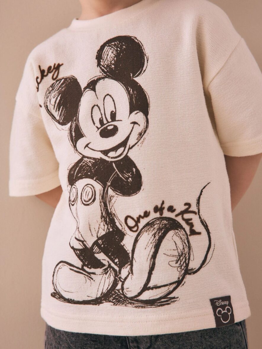 Oatmeal Mickey Mouse Short Sleeve T-Shirt 2