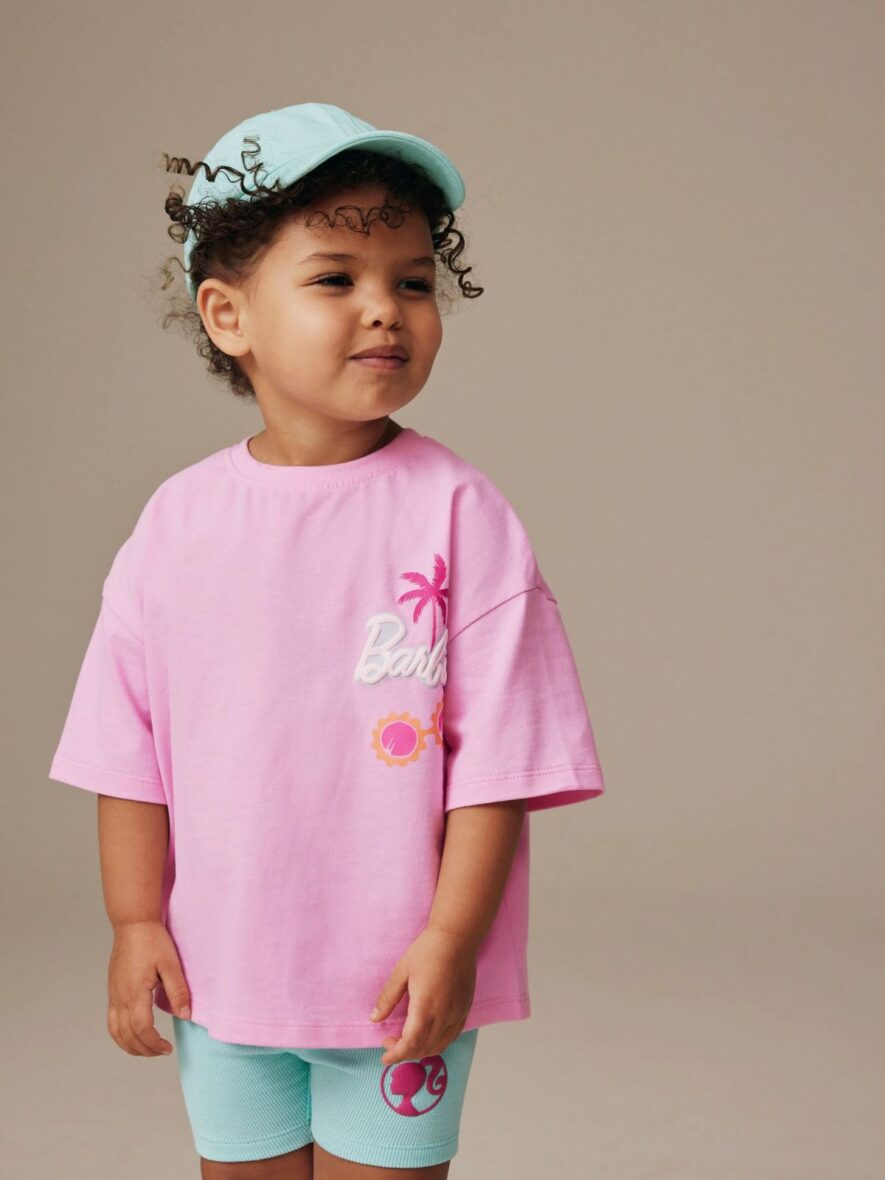 Pink Barbie Short Sleeve T-Shirt and Cycle Shorts Set 2