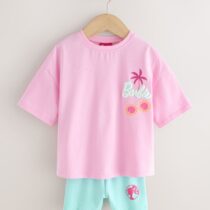 Pink Barbie Short Sleeve T-Shirt and Cycle Shorts Set 2