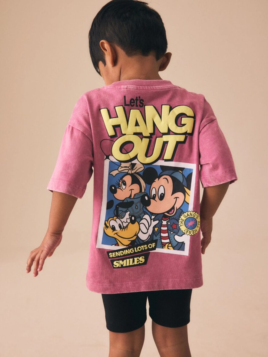 Pink Black Mickey Mouse T-Shirt and Shorts Set 1