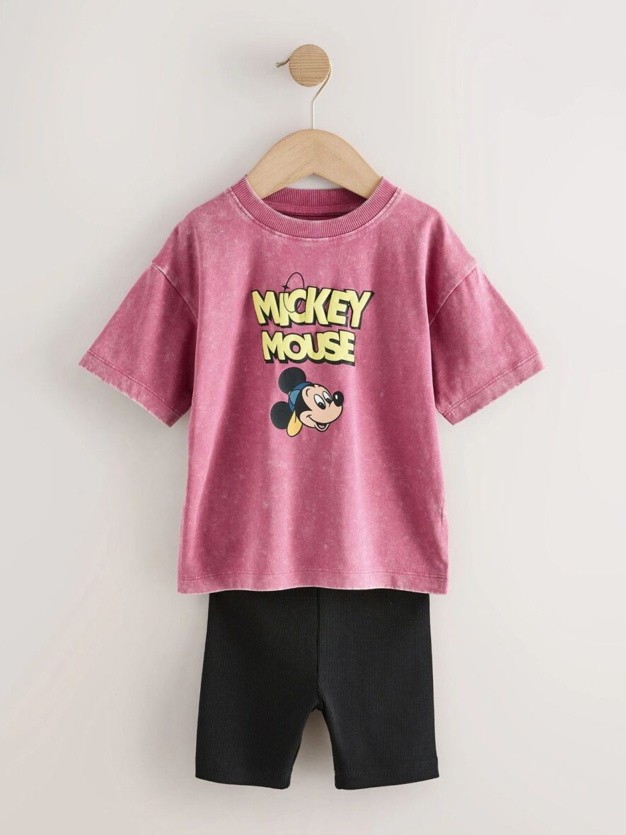 Pink/Black Mickey Mouse T-Shirt and Shorts Set (3mths-8yrs)