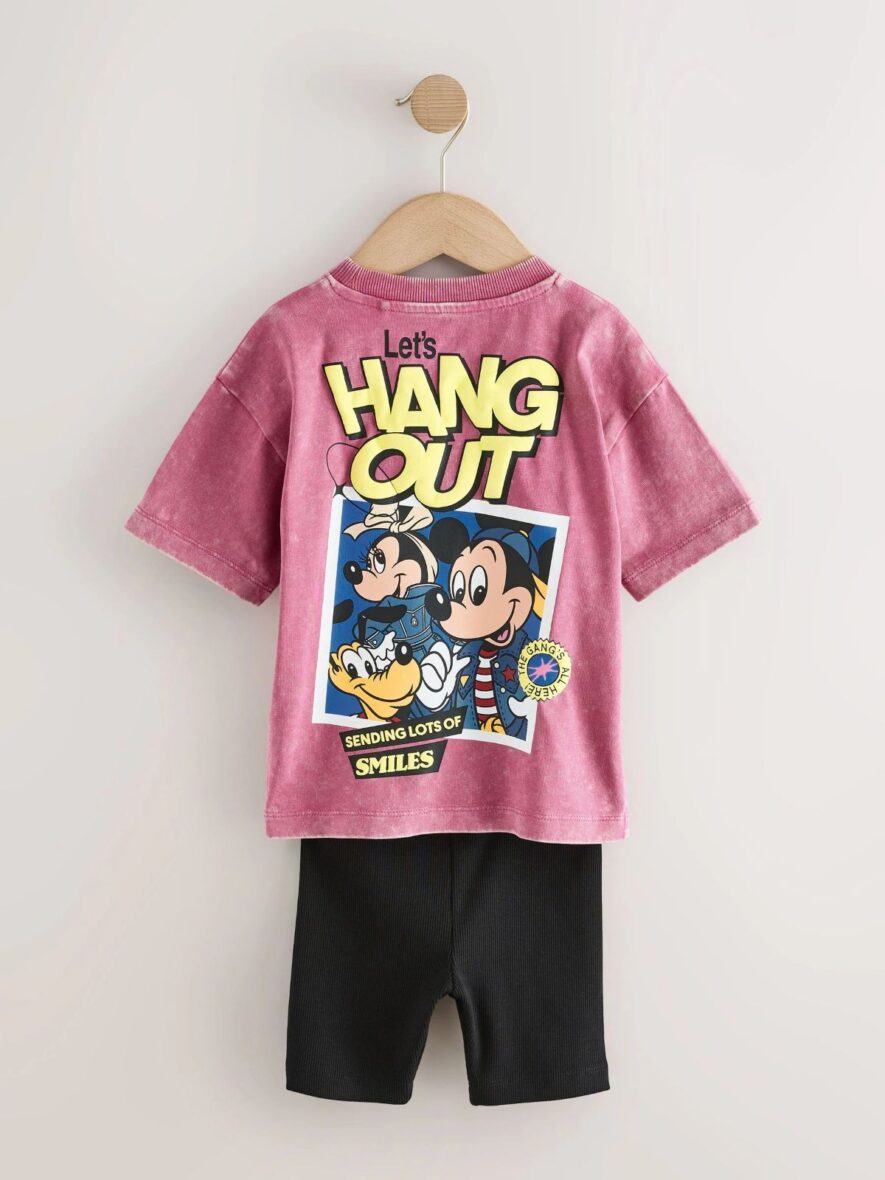 Pink Black Mickey Mouse T-Shirt and Shorts Set 4