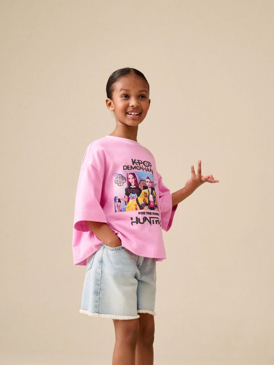 Pink KPOP Demon Hunters Short Sleeve T-Shirt 1