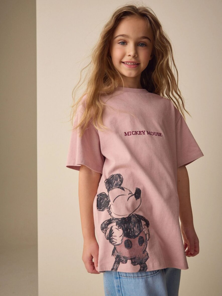 Pink Mickey Mouse Oversized License Graphic T-Shirt 1