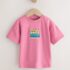 Pink Surfboard Short Sleeve Back Print T-Shirt 1